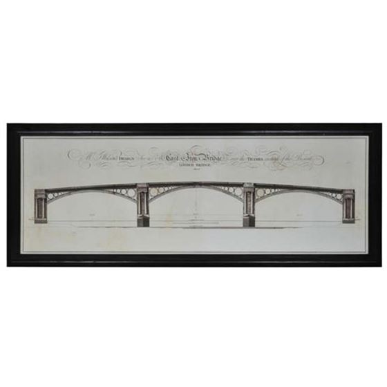 Timothy Oulton Architectural London Bridge Art Large Print, Square, Black | Barker & Stonehouse