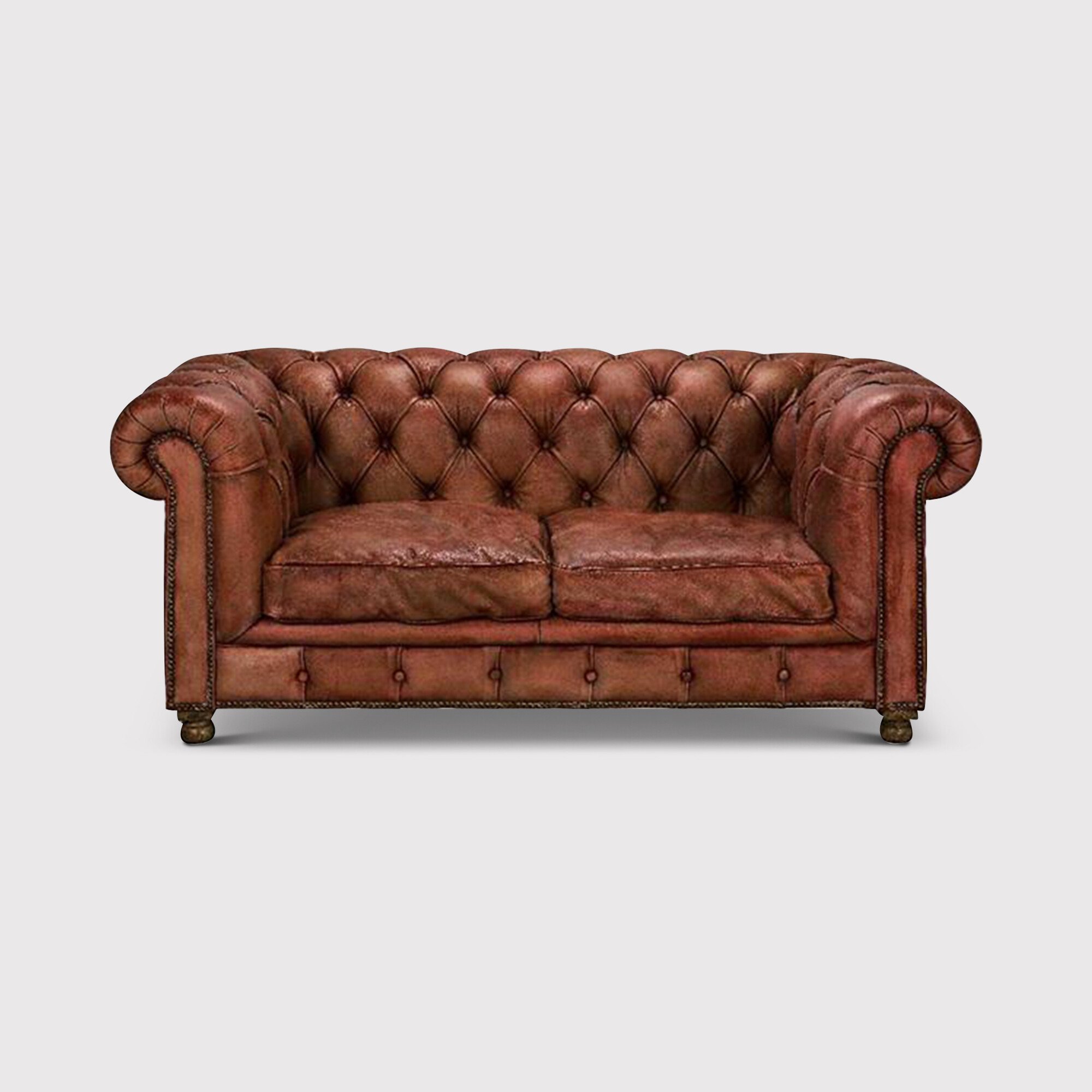 Timothy Oulton Westminster Feather Chesterfield Sofa 2 Seater, Red Leather | Barker & Stonehouse