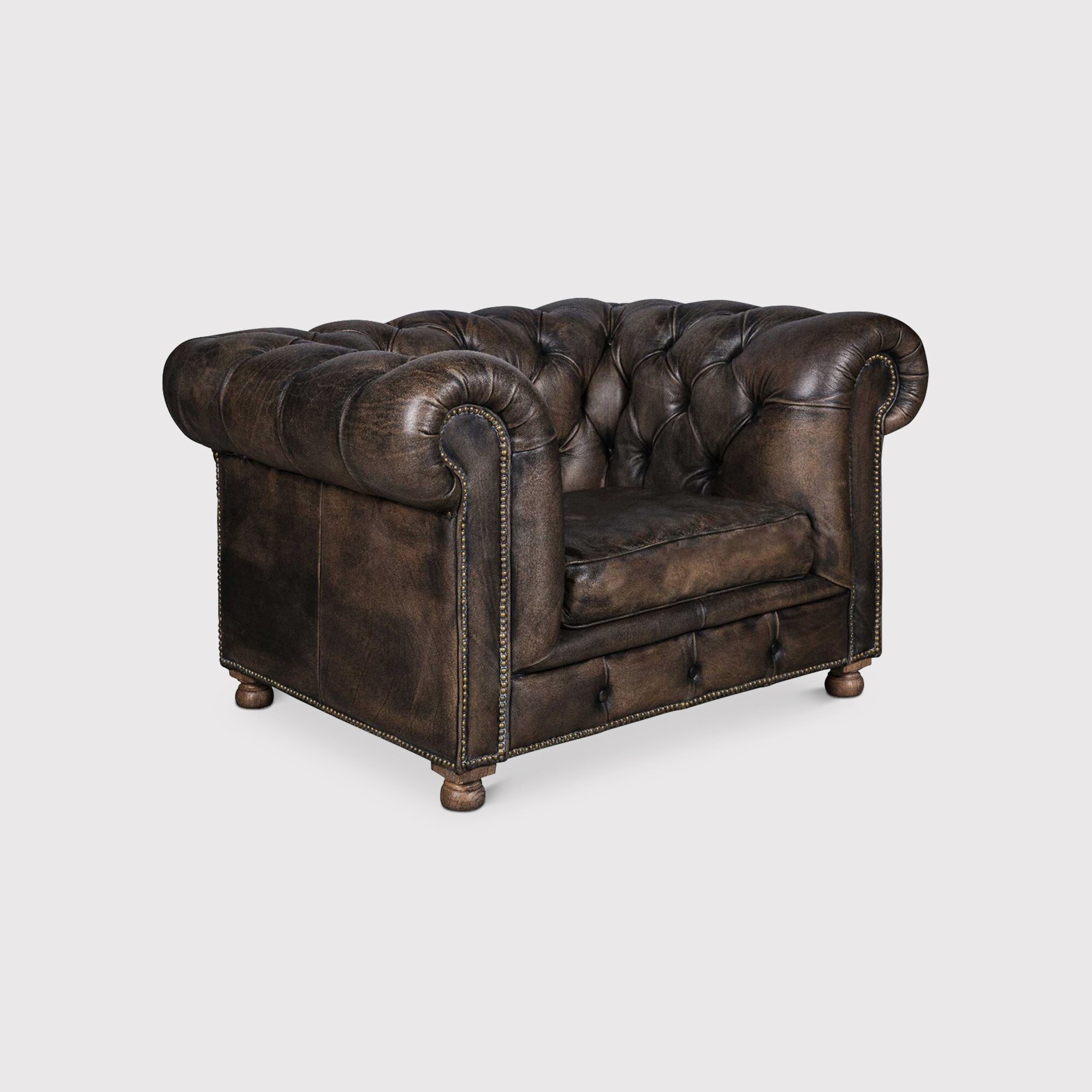 Timothy Oulton Westminster Feather Sofa 1 Seater, Black Leather | Barker & Stonehouse