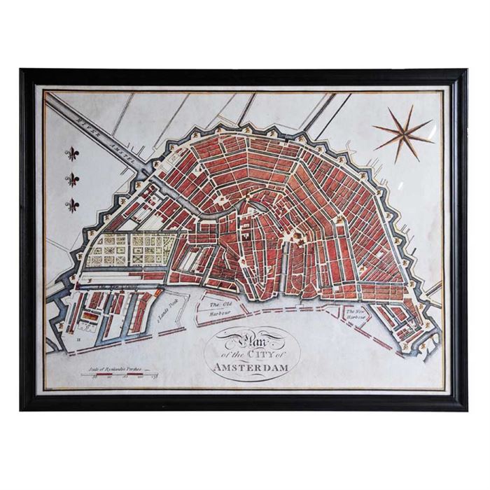 Timothy Oulton Maps Amsterdam Art Print, Square, Black Wood | Barker & Stonehouse