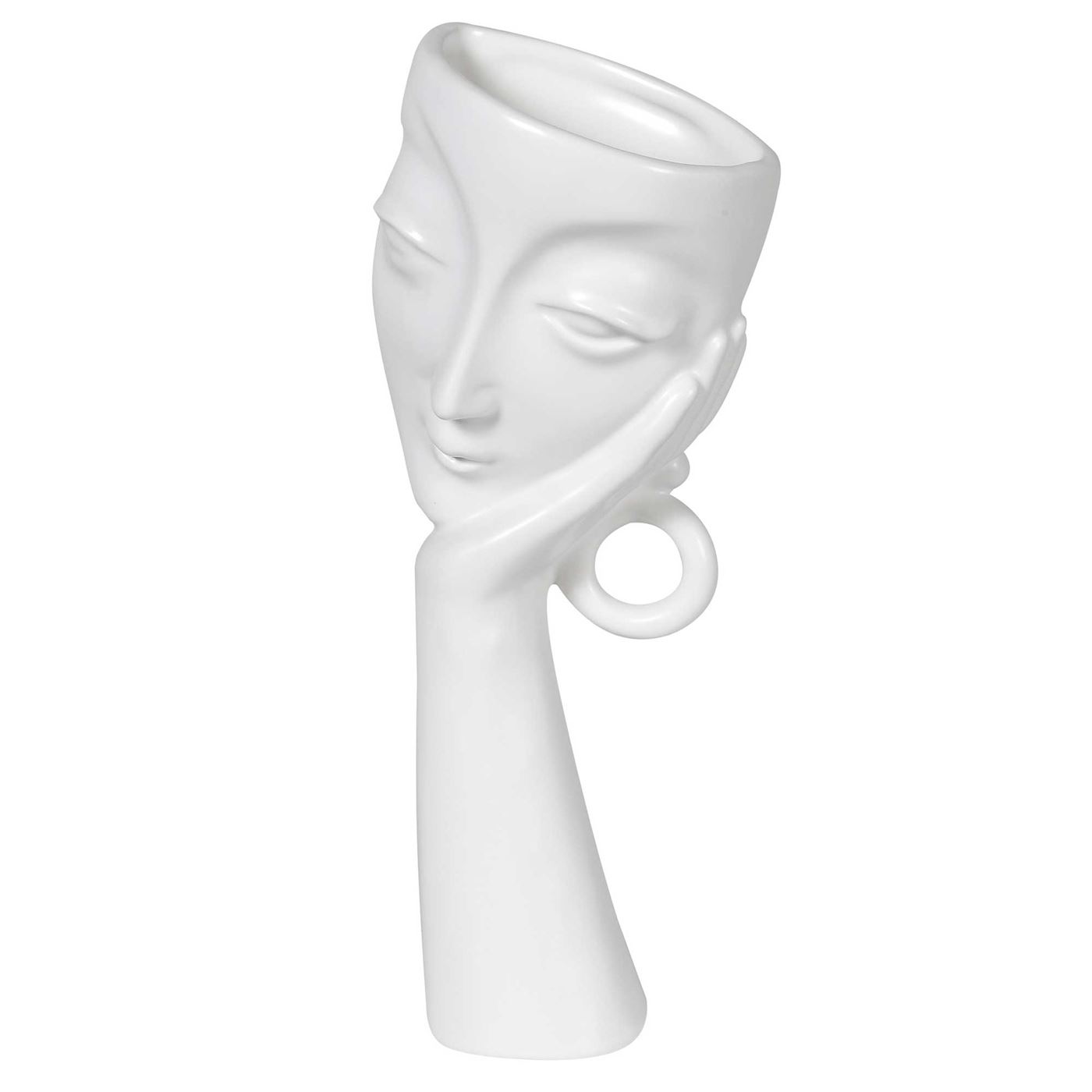 Tilted Face Vase, White | Barker & Stonehouse