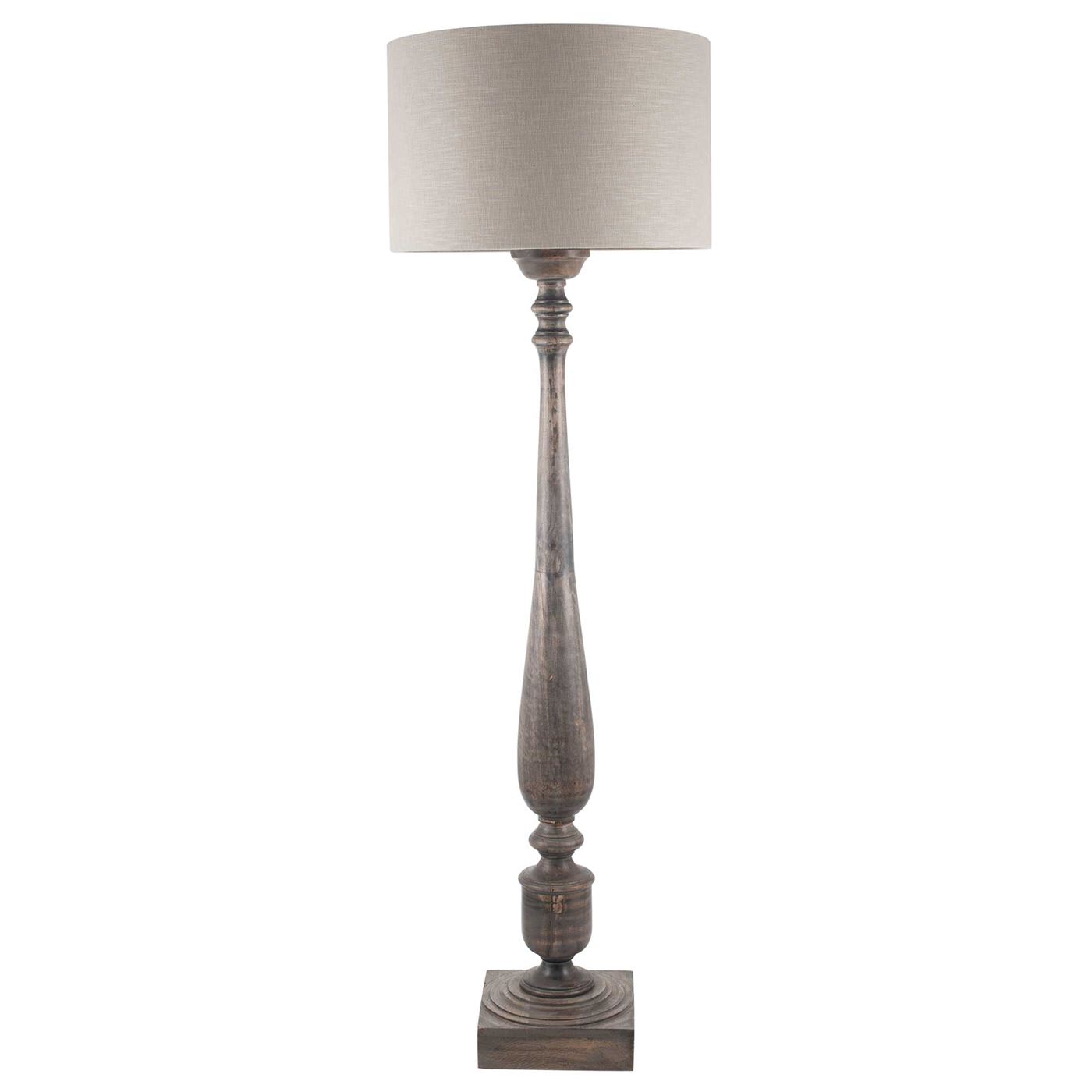 Tall Mango Wood Floor Lamp, Grey | Barker & Stonehouse