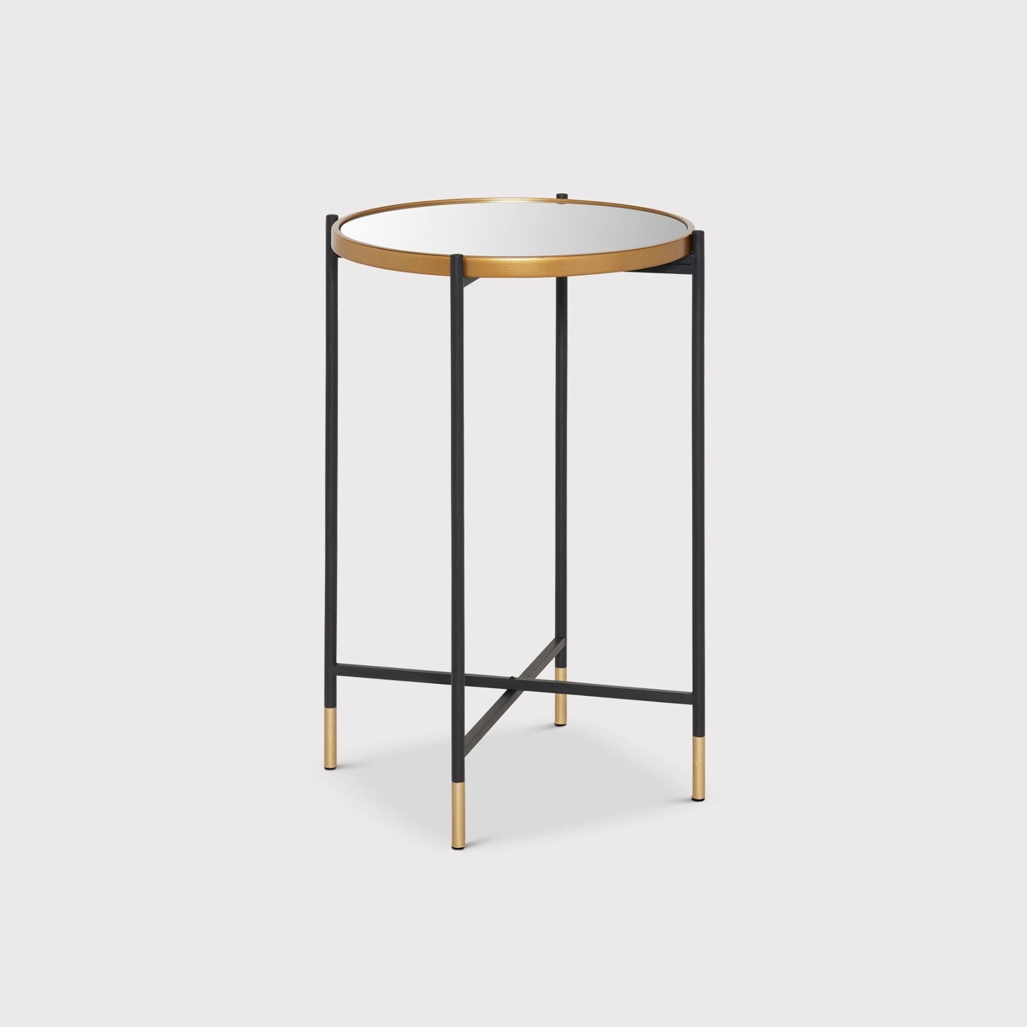 View Tall mirror top side table in black metal View Tall mirror top side table in black metal