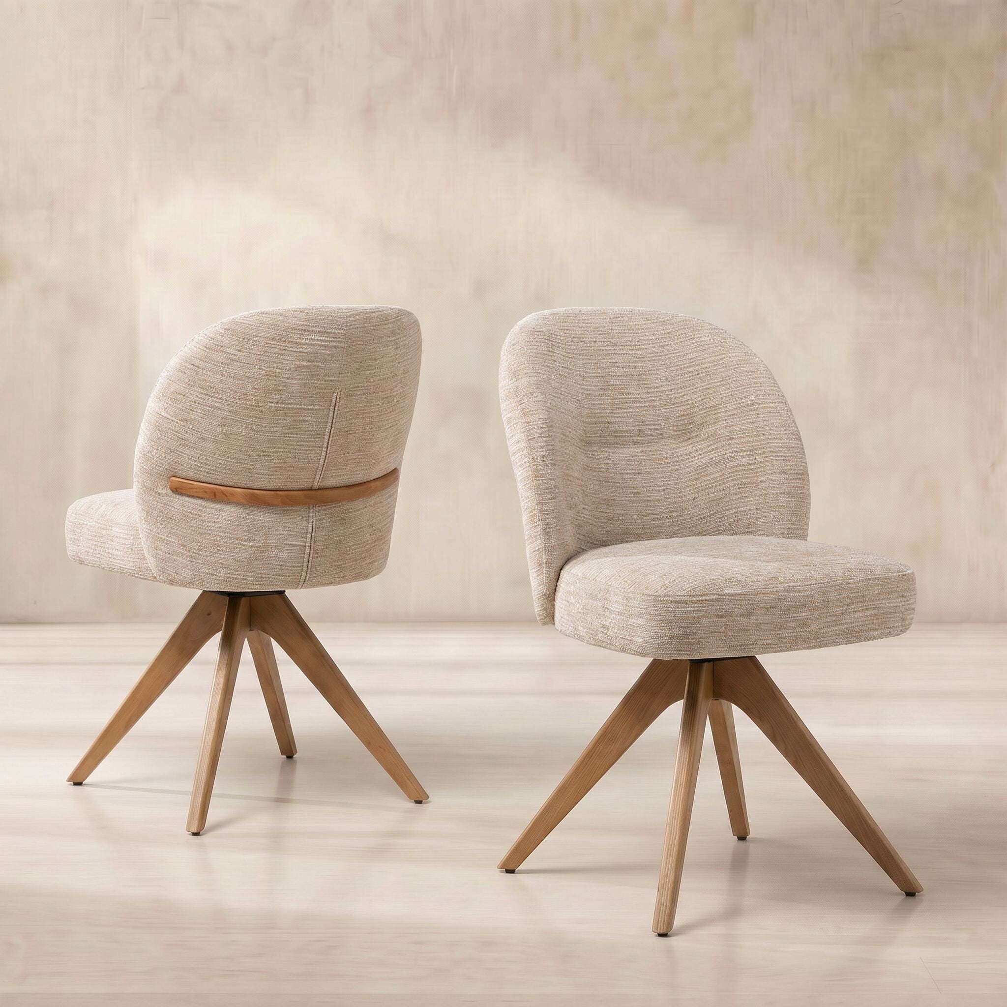 Topanga swivel dining chair without arm in neutral fabric