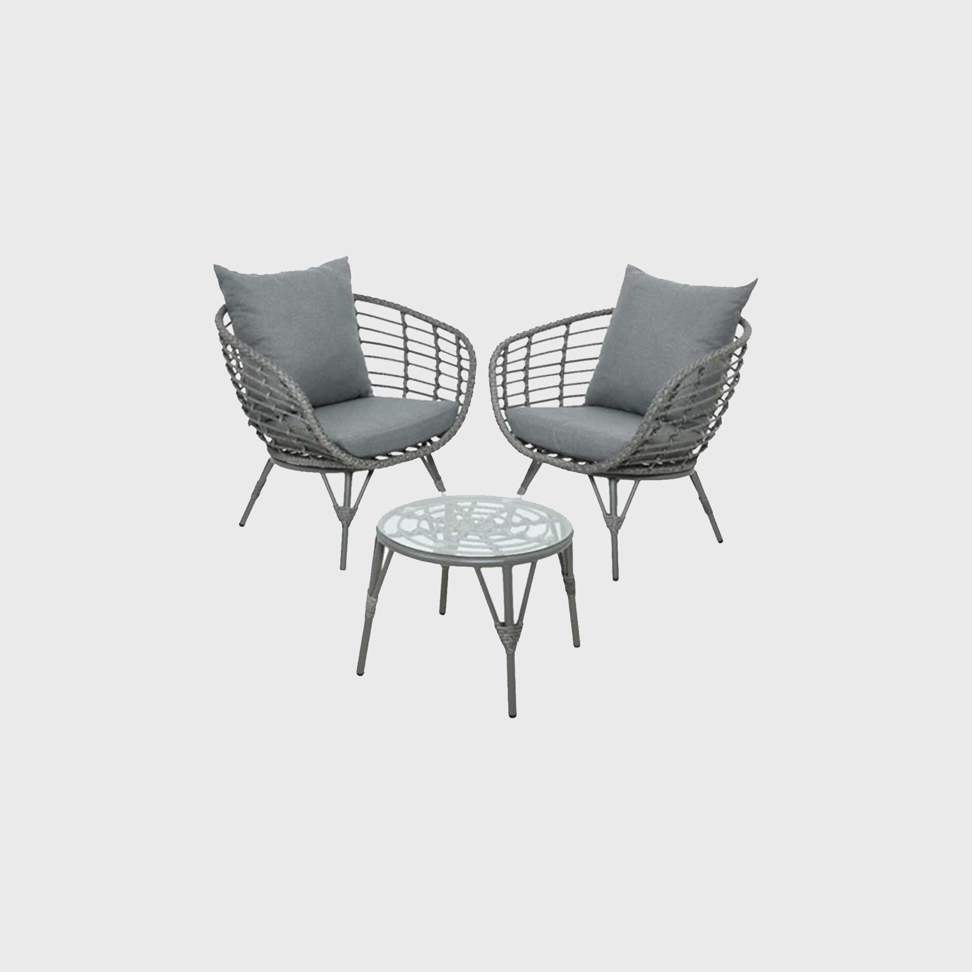 Toulon 3 Piece Garden Chair Set, Grey | Barker & Stonehouse