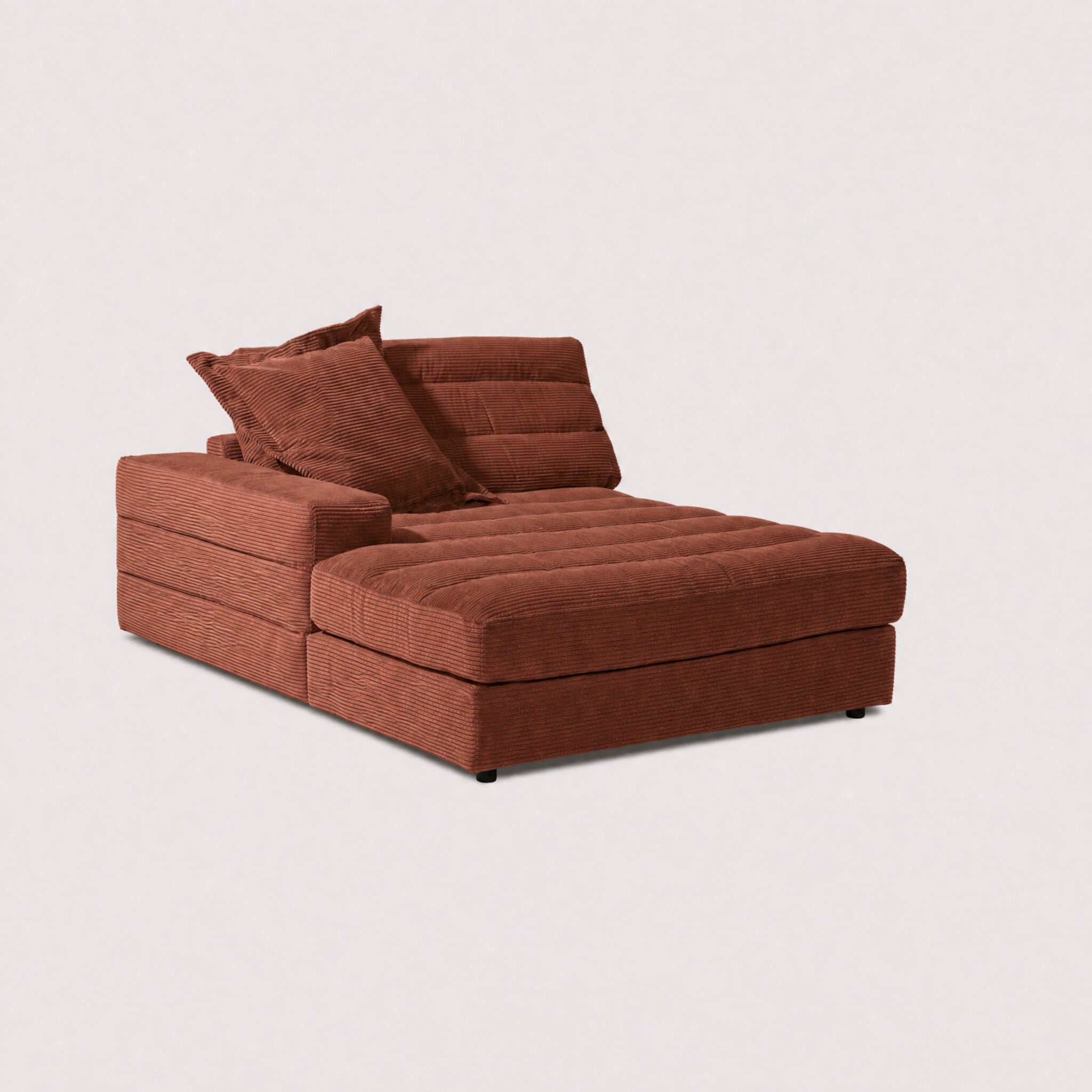 Twain large longchair armrest left modular sofa in orange fabric