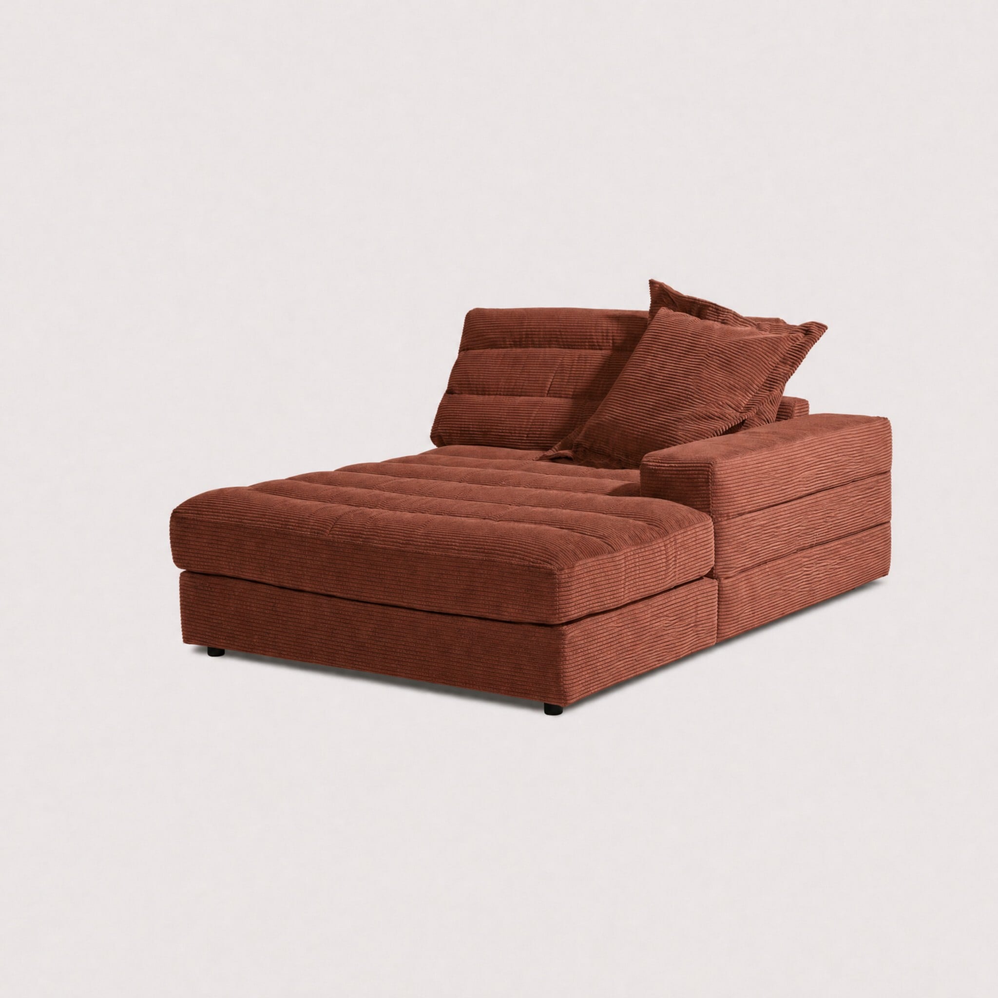 Twain large longchair armrest right modular sofa in orange fabric