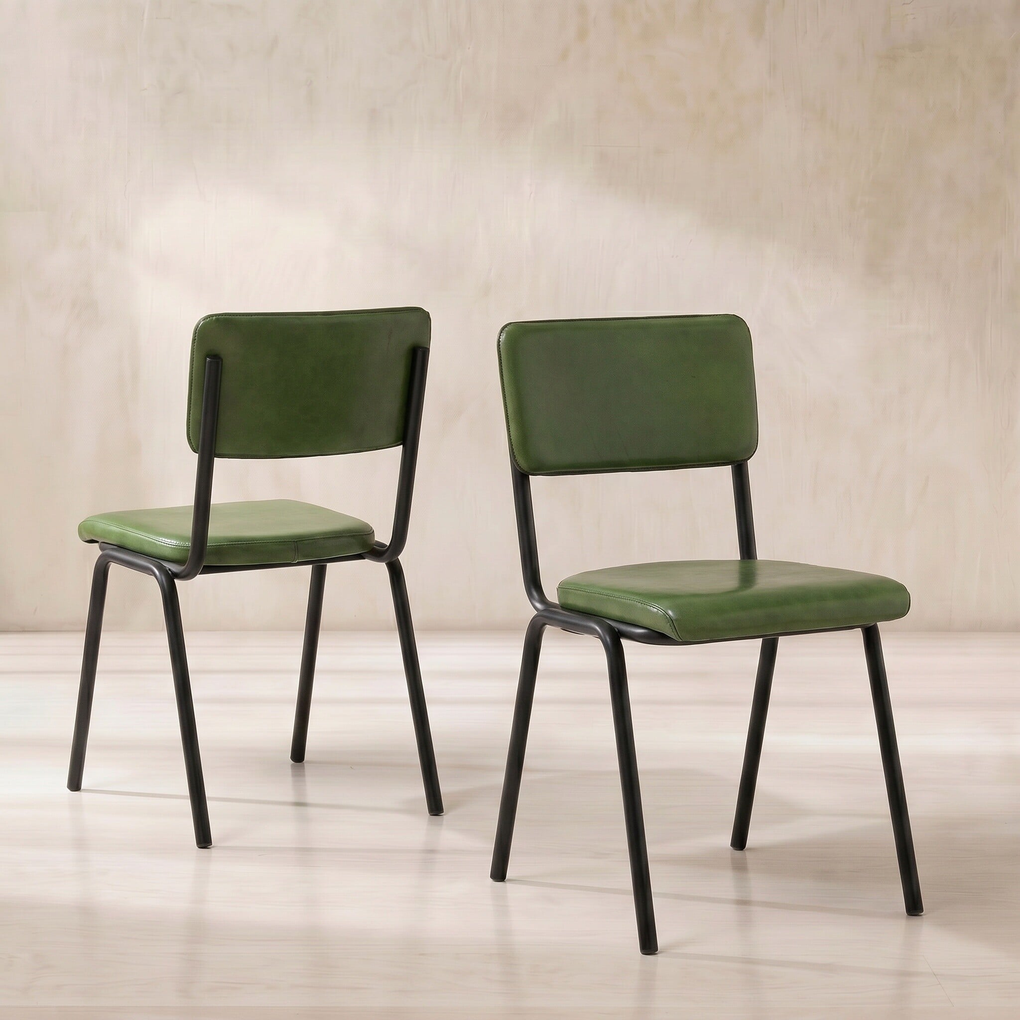 Pure furniture twyford dining chair in green leather