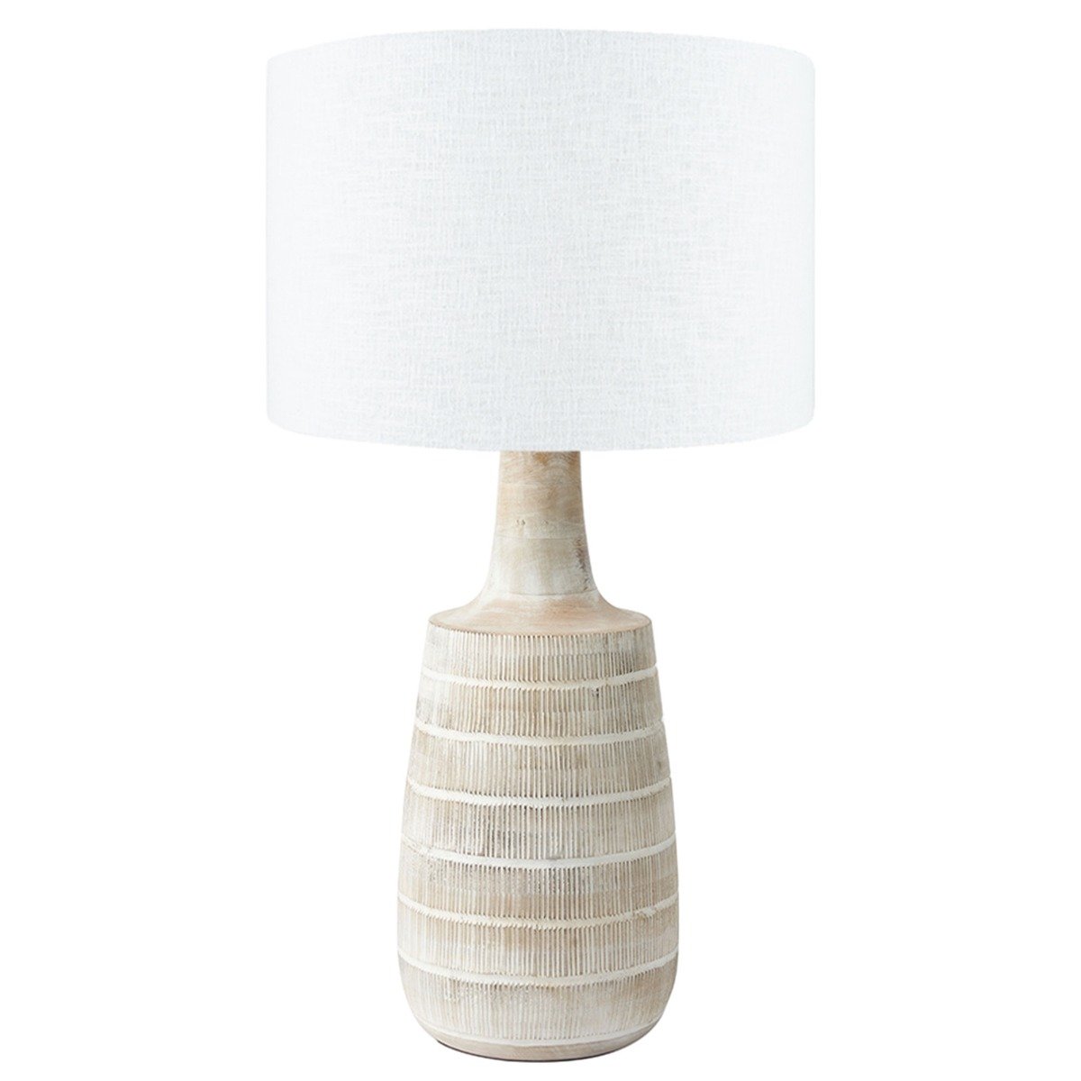 Textured Wood Table Lamp, Neutral | Barker & Stonehouse