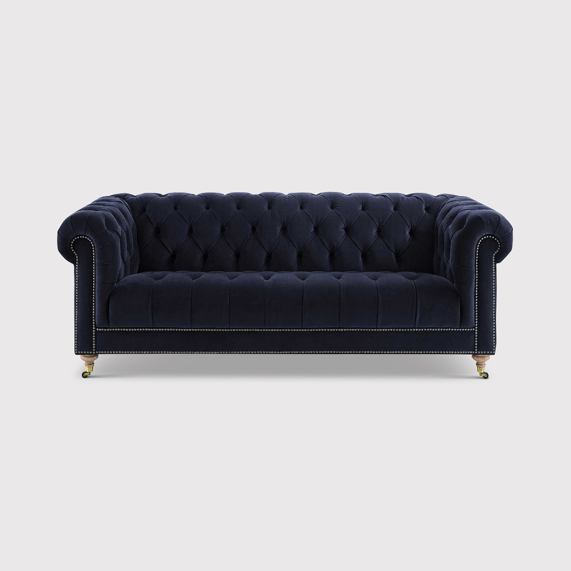 Ullswater 3.5 Seater Velvet Chesterfield Sofa, Navy | Barker & Stonehouse