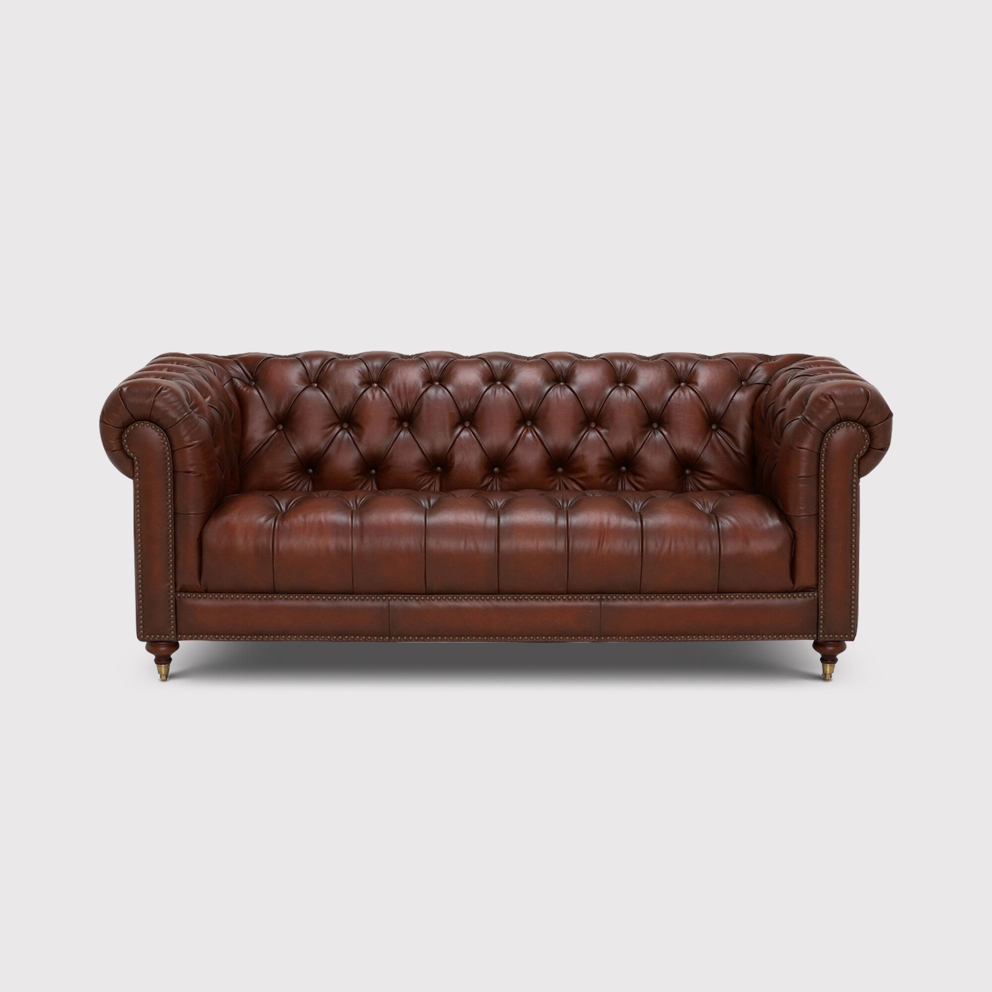 Ullswater 3 Seater Leather Chesterfield Sofa, Brown | Barker & Stonehouse