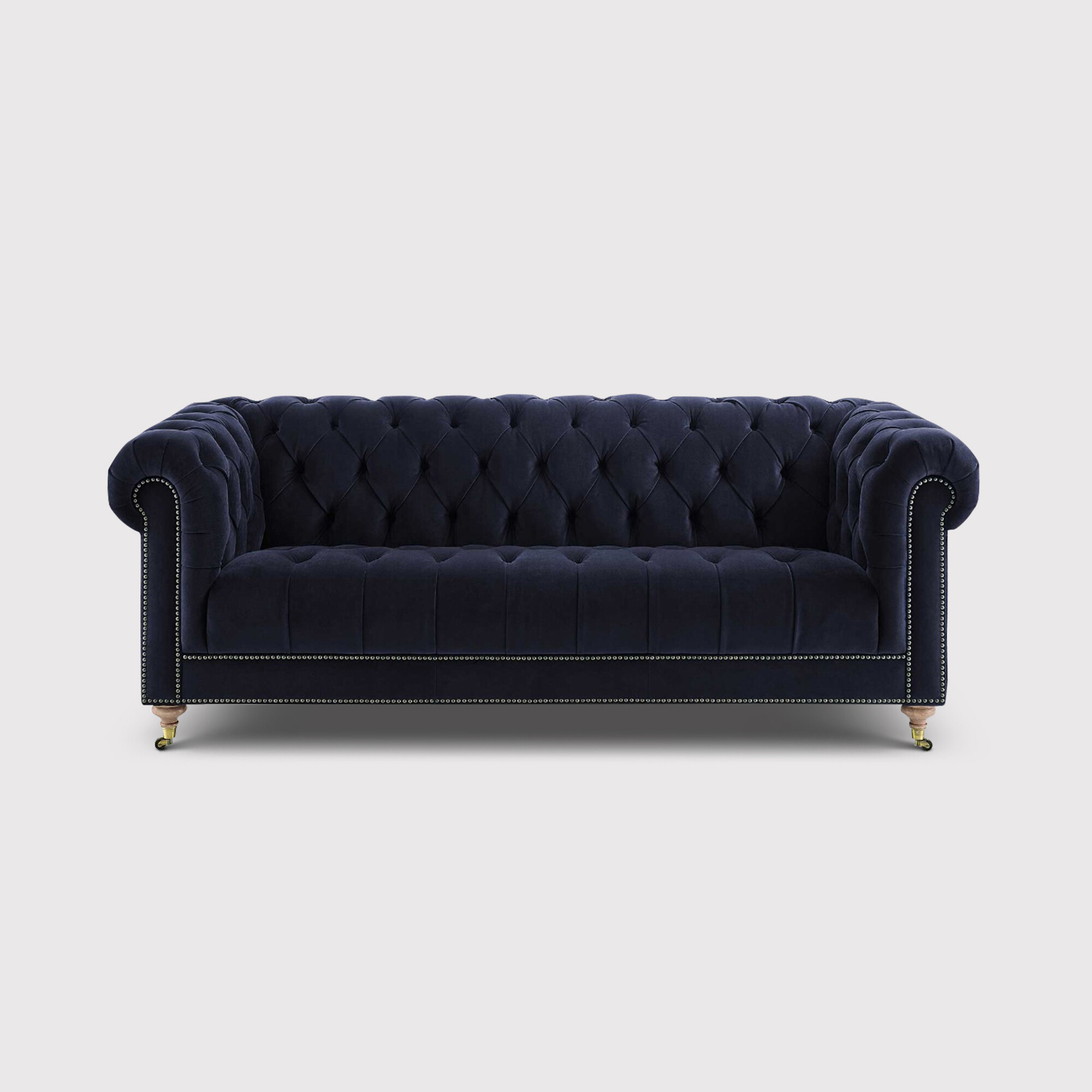 Ullswater 3 Seater Velvet Chesterfield Sofa, Navy | 240cm Width | Barker & Stonehouse