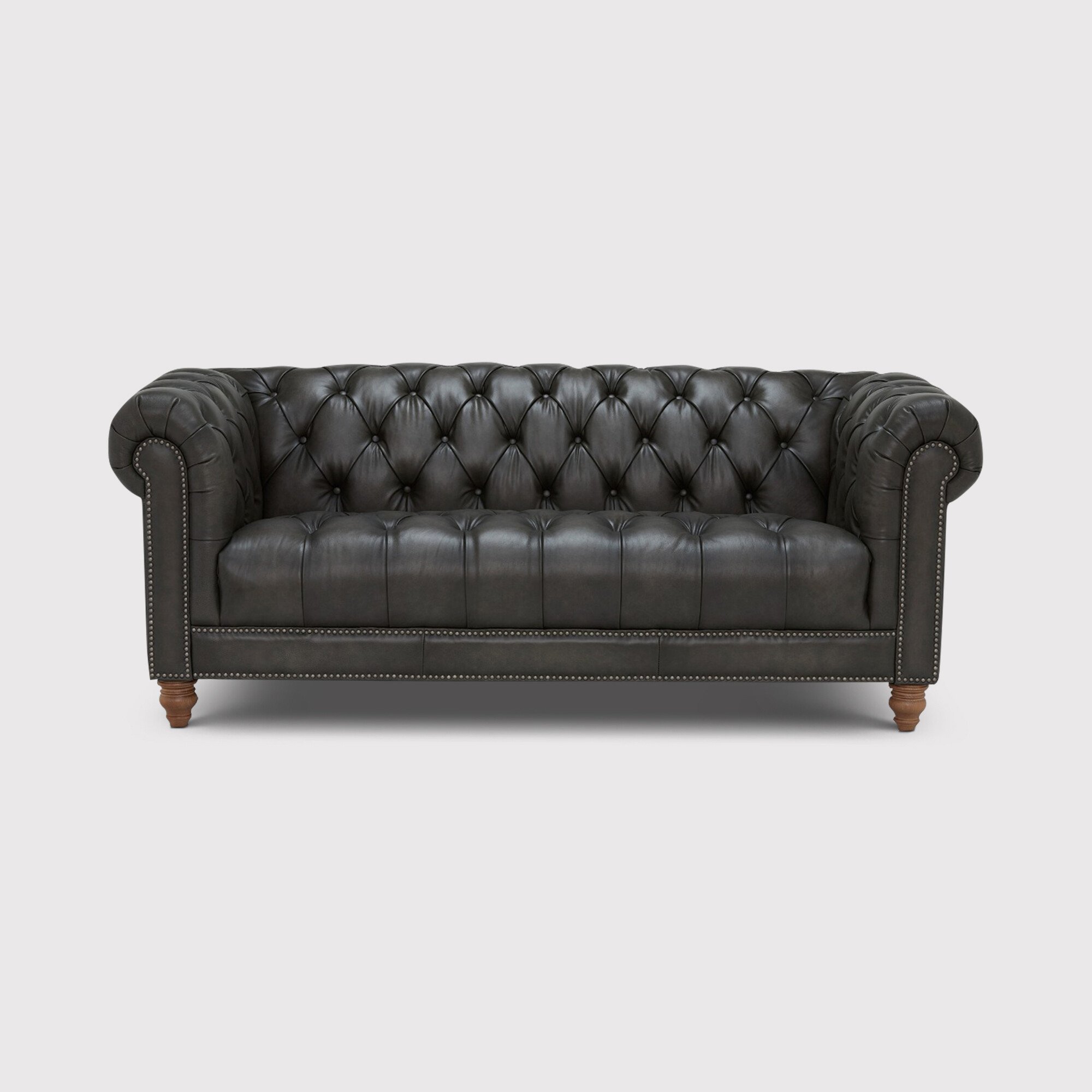 Ullswater 3 Seater Leather Chesterfield Sofa, Black | Barker & Stonehouse