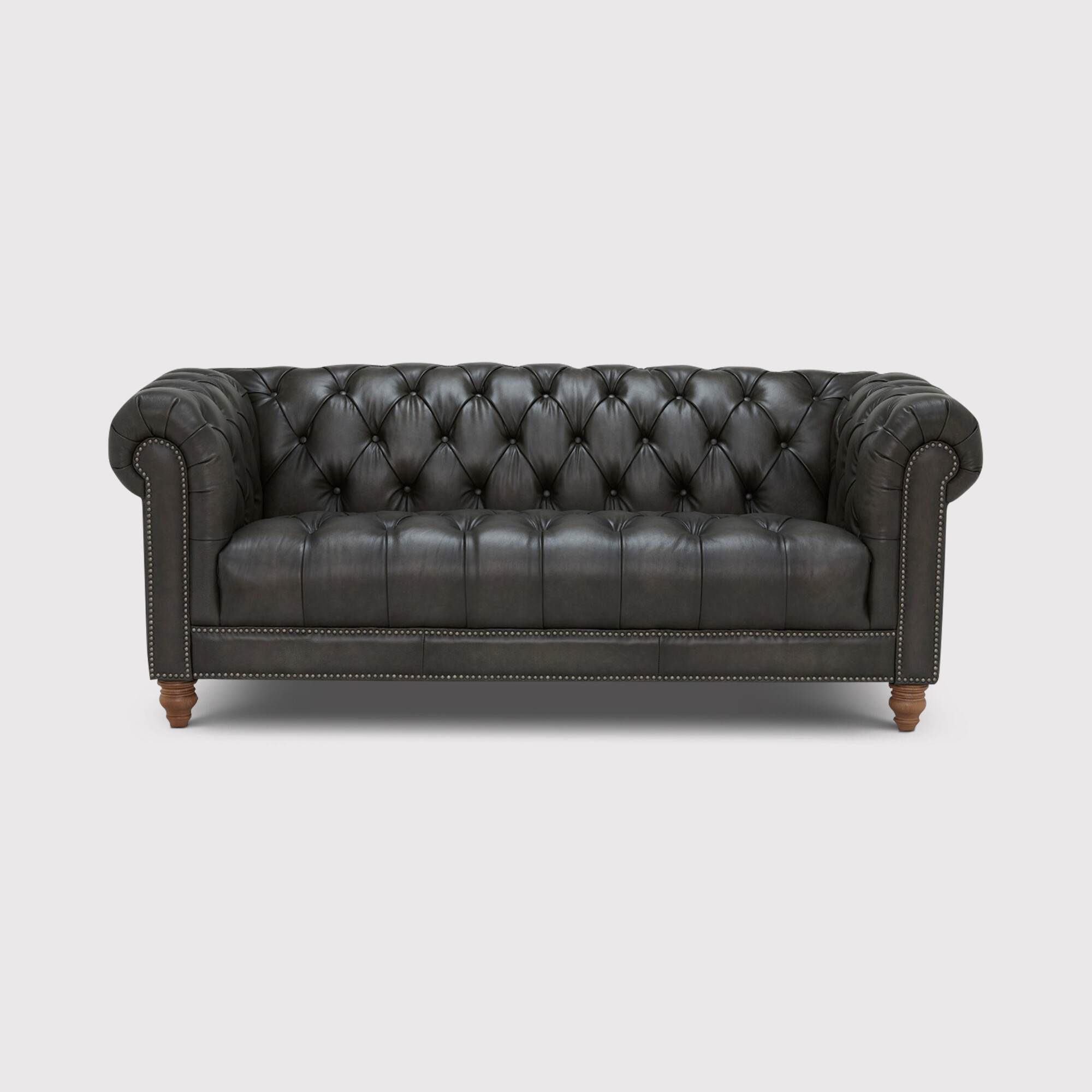 Ullswater 3 Seater Leather Chesterfield Sofa, Black | Barker & Stonehouse