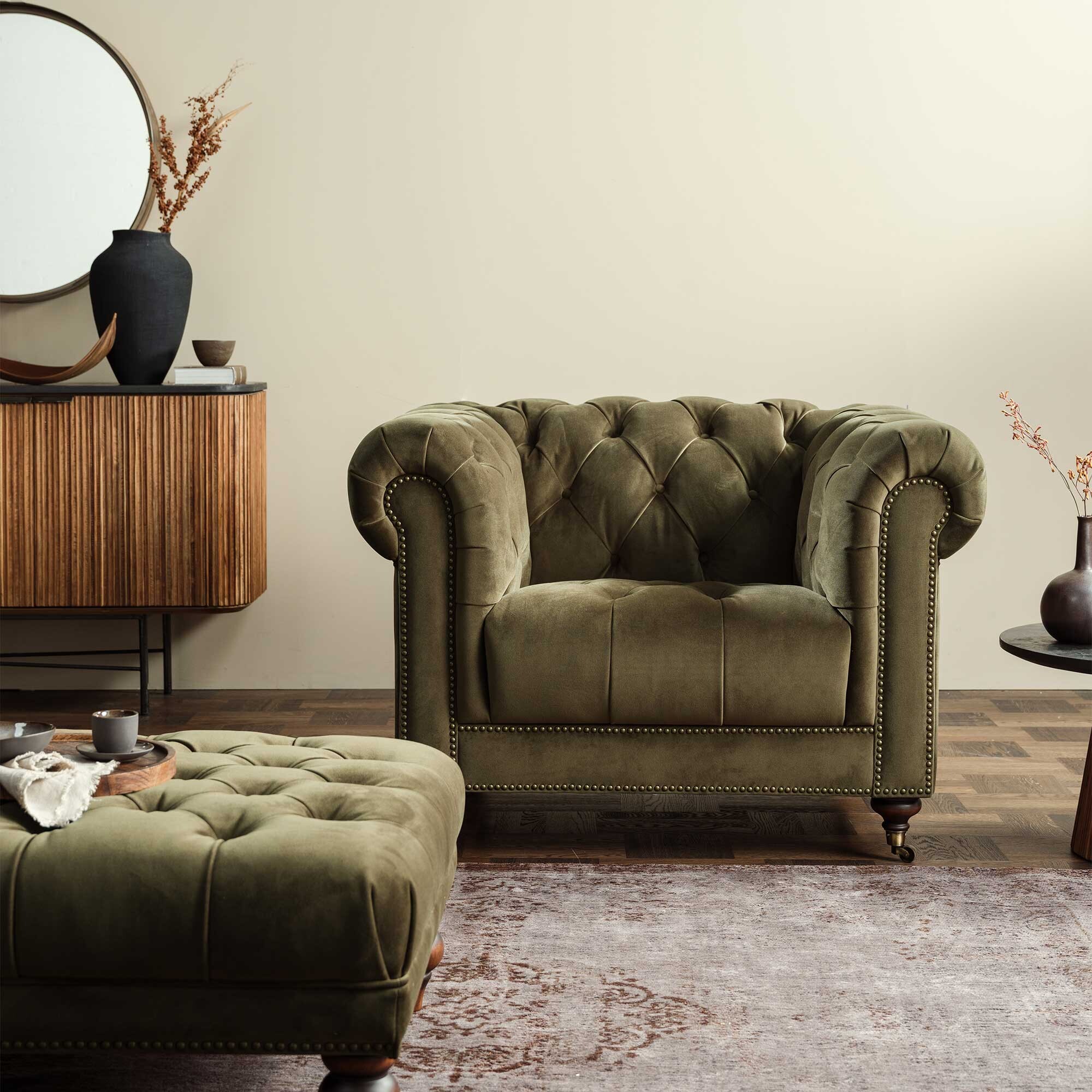 Ullswater Club Armchair, Green Velvet | Barker & Stonehouse