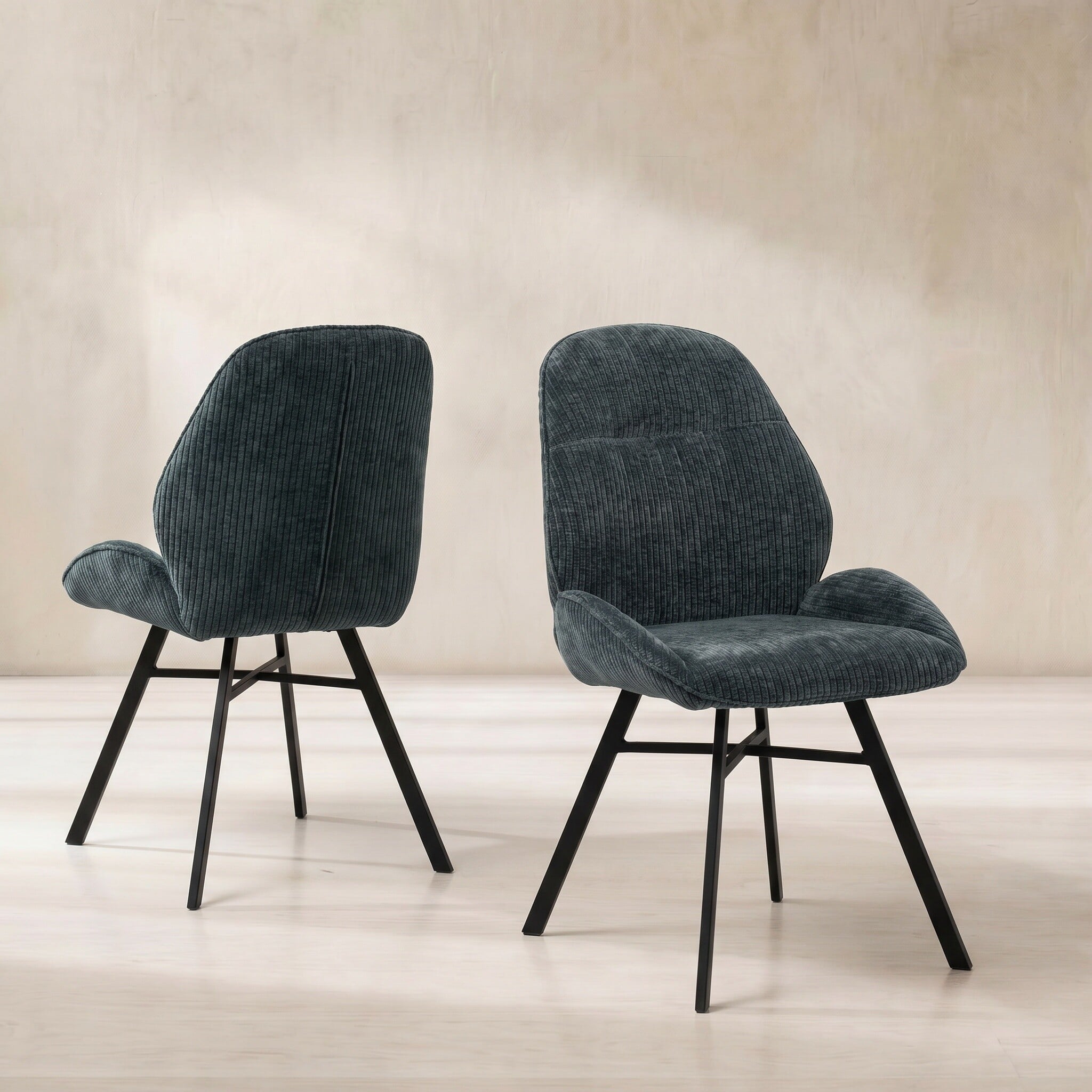Ulza dining chair - matching stitch in blue fabric