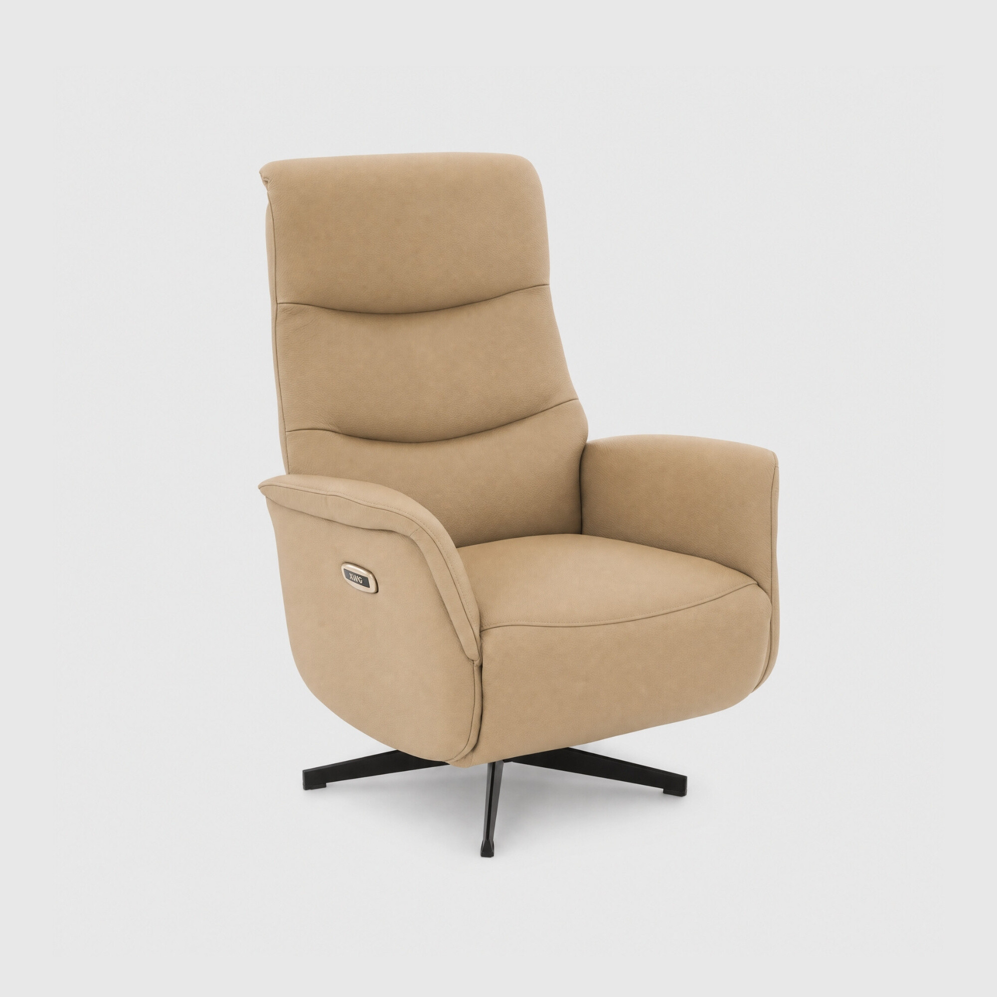 View Uxbridge electric recliner chair with battery in neutral leather View Uxbridge electric recliner chair with battery in neutral leather