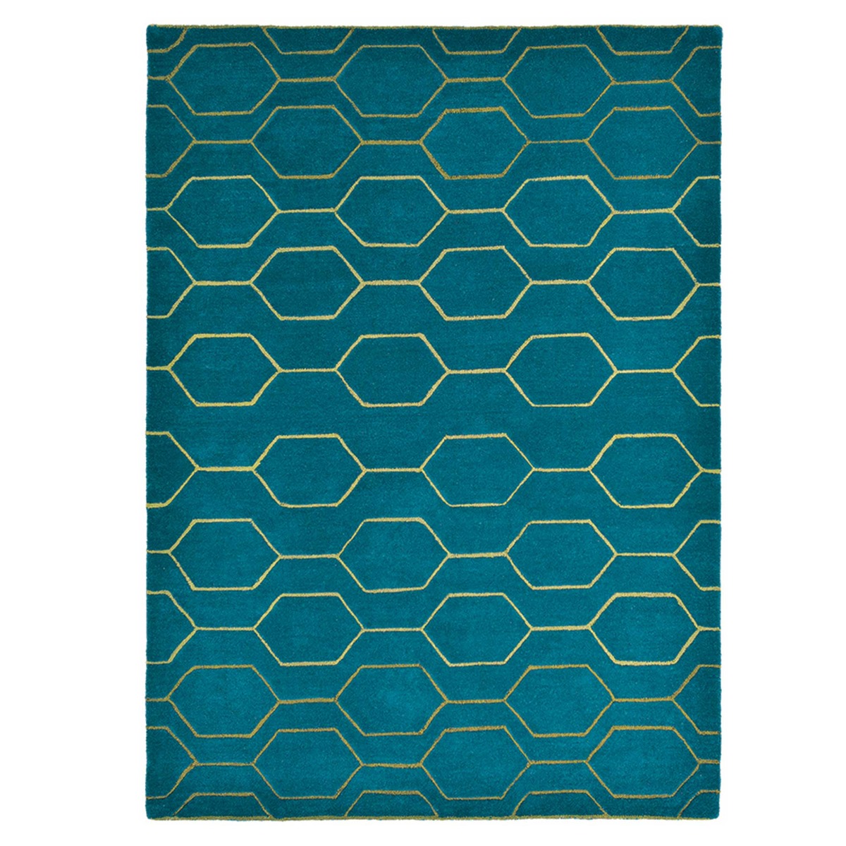Deco Teal 170x240Cm Rug, Square Wool Blend | W170cm | Barker & Stonehouse