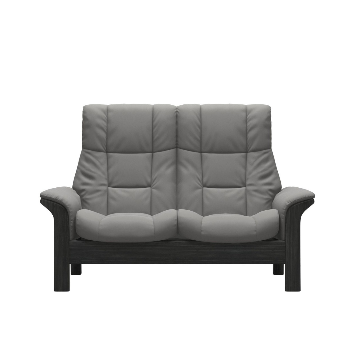 Stressless Windsor High Back 2 Seater Recliner Sofa, Grey Leather | Barker & Stonehouse
