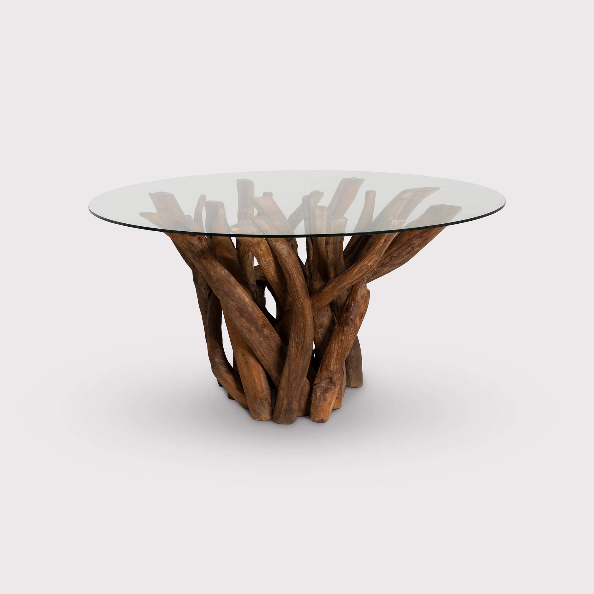 View Whinfell round dining table 160cm in round in brown glass View Whinfell round dining table 160cm in round in brown glass