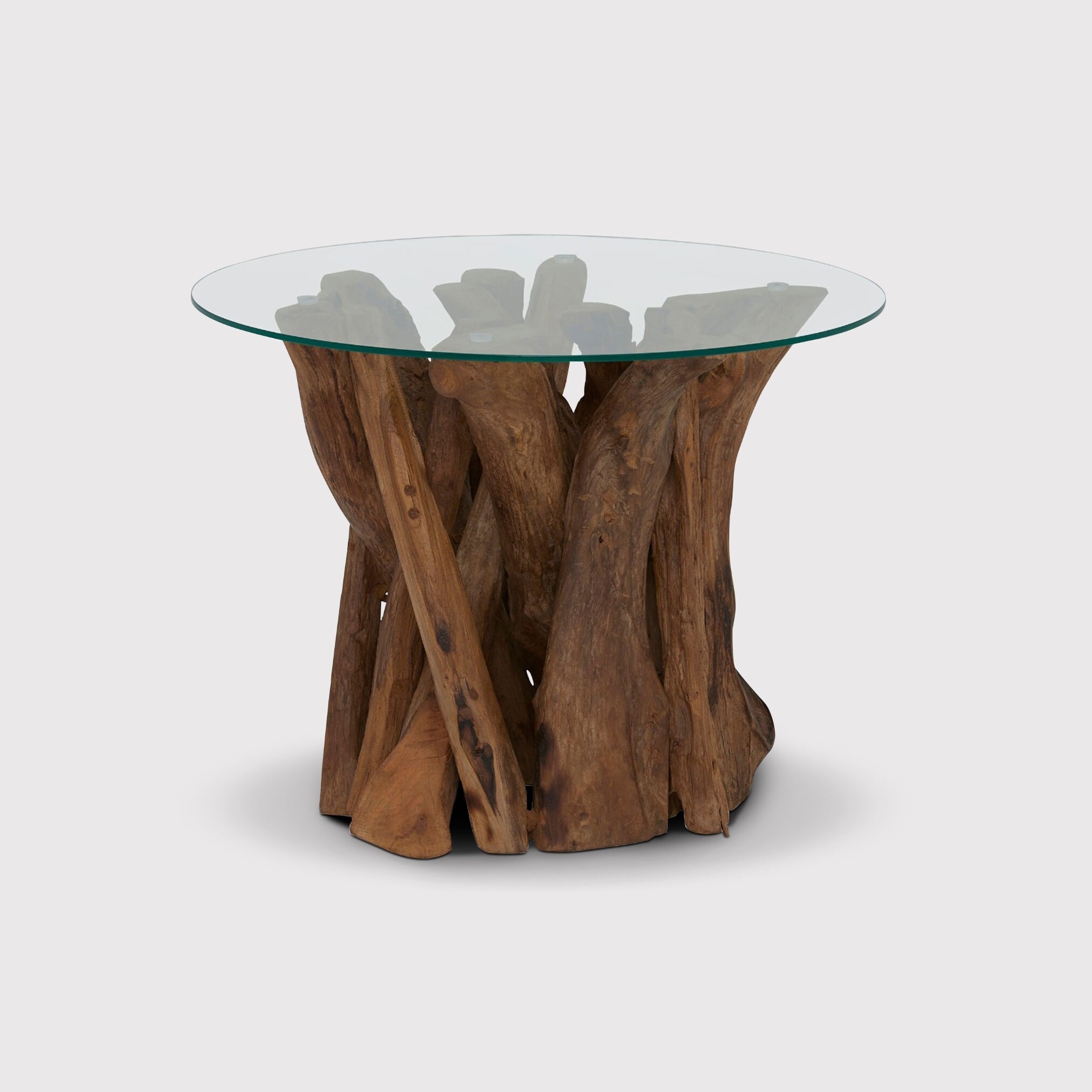 View Whinfell round lamp table in round in brown glass View Whinfell round lamp table in round in brown glass