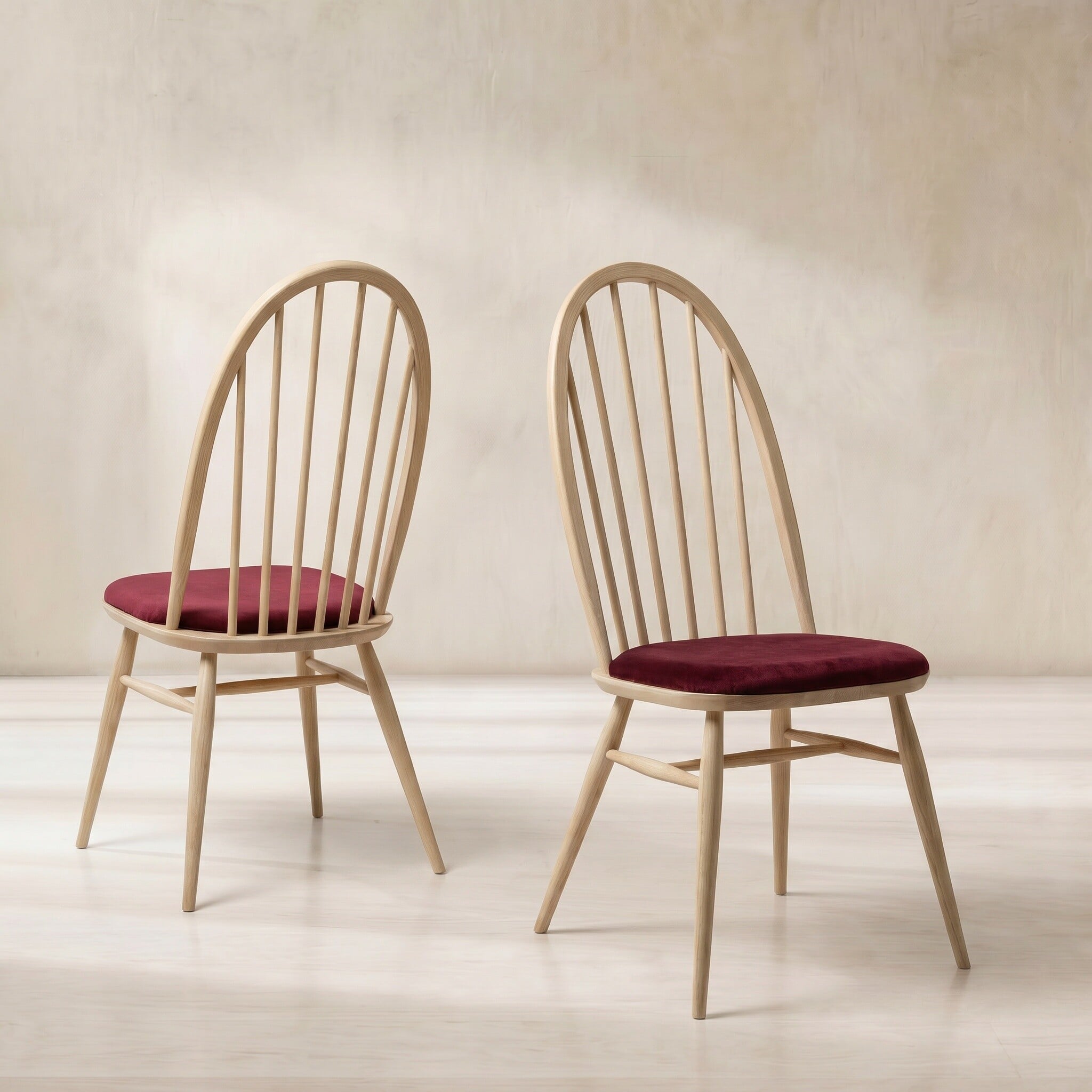 Ercol quaker upholstered dining chair in wood