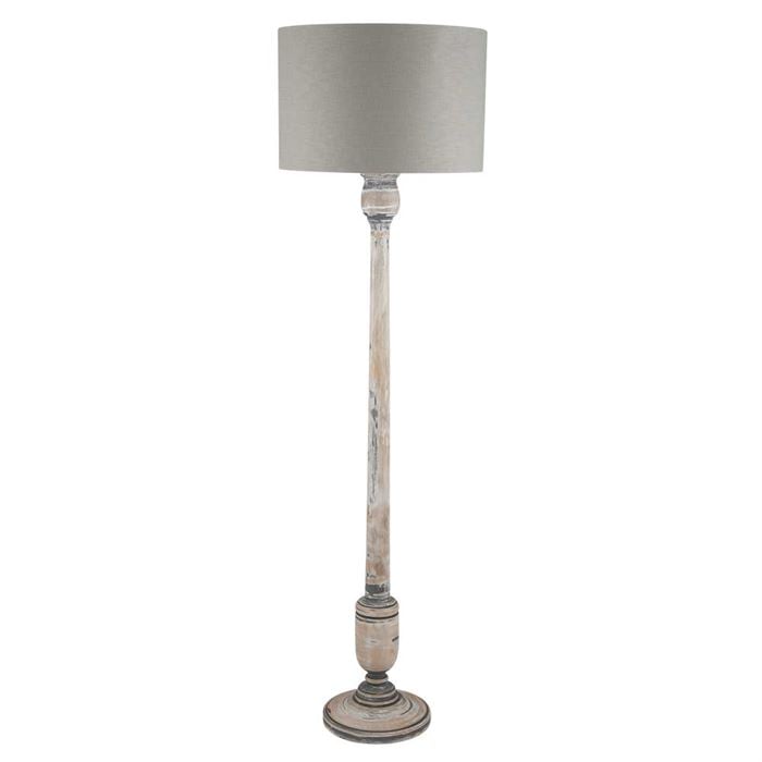 Grey White Wash Wood Floor Lamp | Barker & Stonehouse