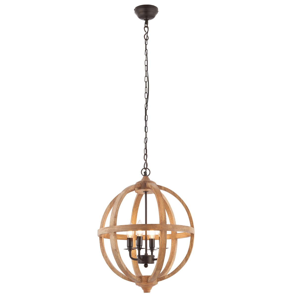 Wood Sphere Pendant Light, Brown | Barker & Stonehouse