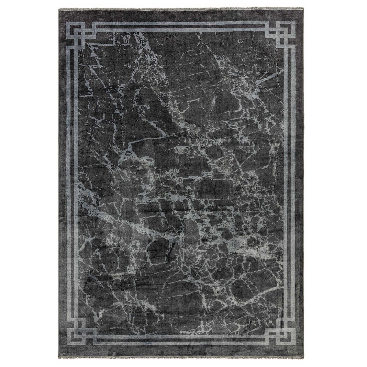 Zadana Grey Border 120x180Cm Rug, Square Polyester | W120cm | Barker & Stonehouse
