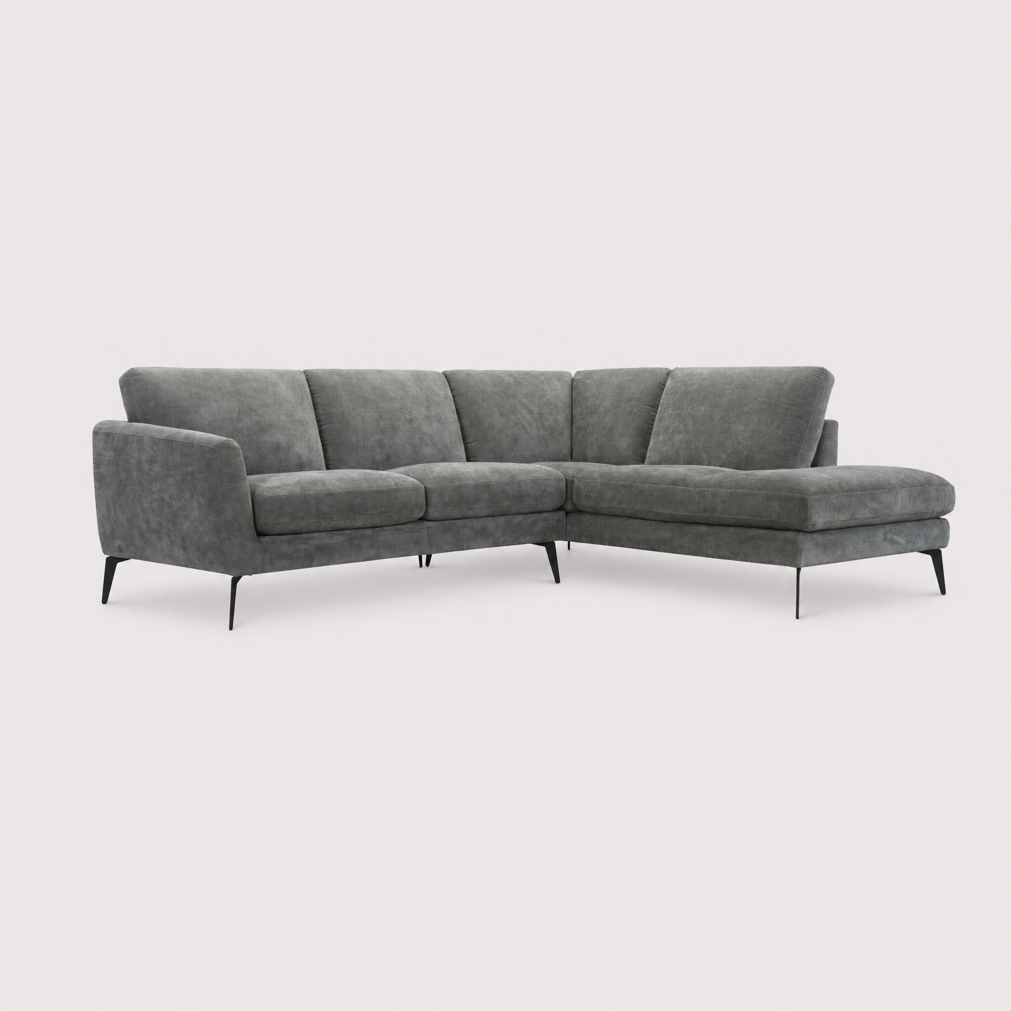 View Zanuso corner group chaise right corner sofa in grey fabric View Zanuso corner group chaise right corner sofa in grey fabric