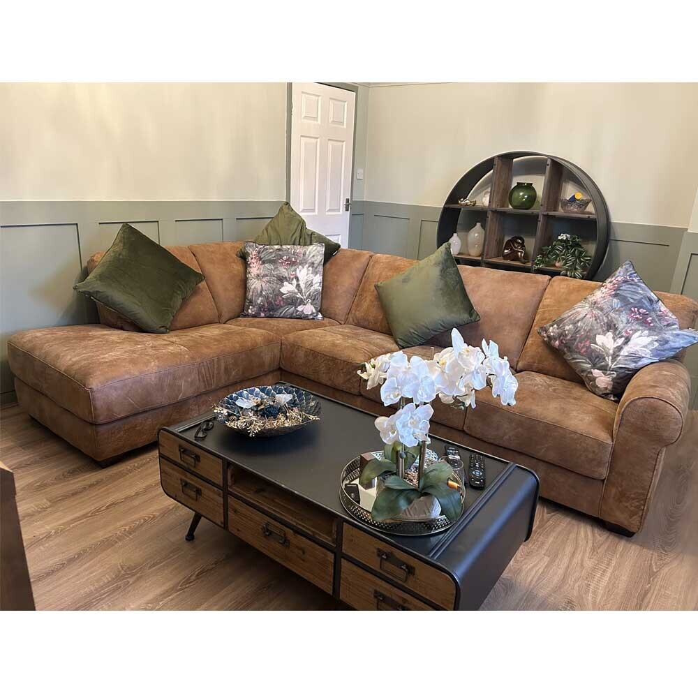 Houston Large Leather Left Hand Corner Sofa Barker Stonehouse