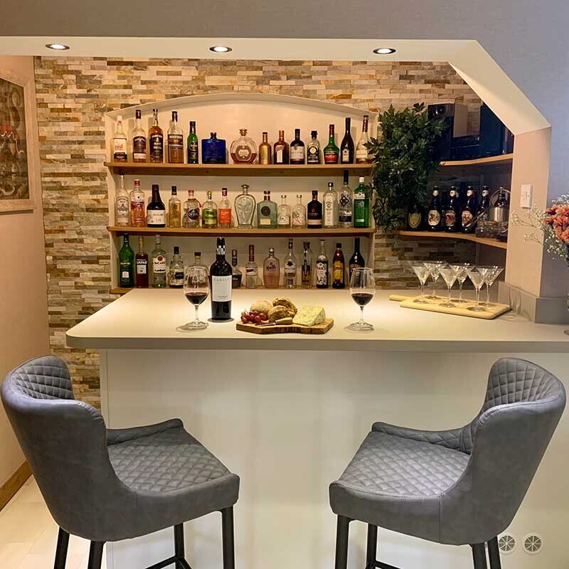 Rivington Blue Velvet Quilted Bar Stool , Barker & Stonehouse