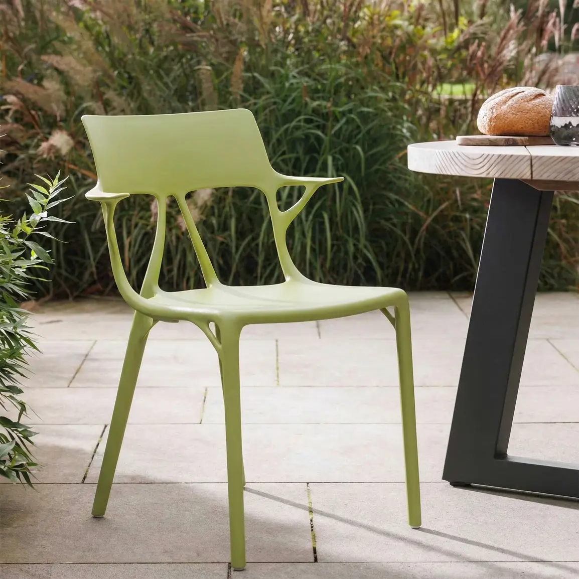 Kartell Ai Green Recycled Open Back Dining Chair, Green - Barker