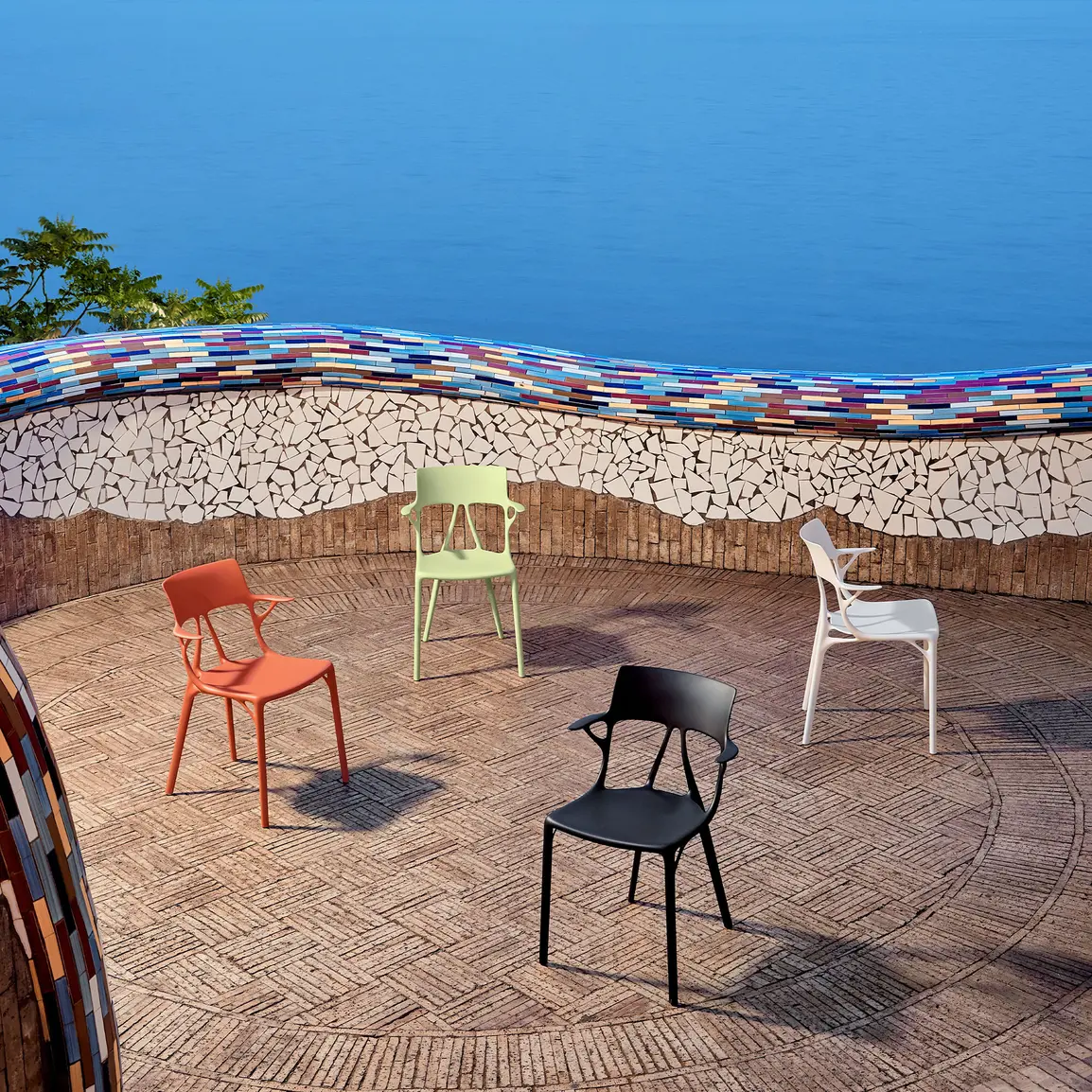 Kartell Ai Orange Recycled Open Back Dining Chair, Orange - Barker