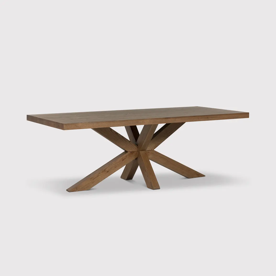Rudford Solid Oak 220cm Dining Table with Wood Star Base, Seats 6
