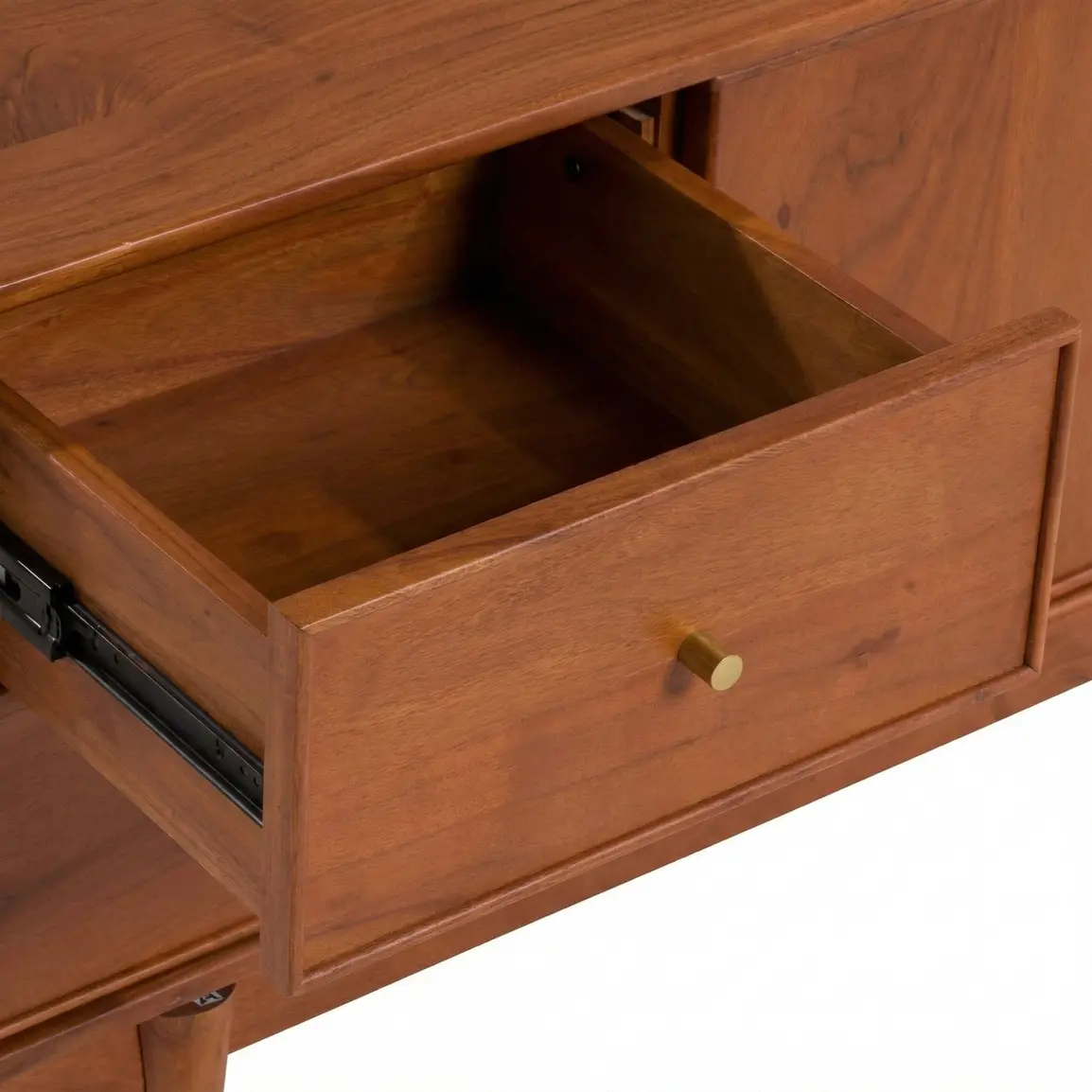 Sendai Acacia Wood 2 Door 4 Drawer TV Unit, Cool Walnut Finish