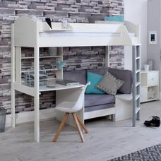 Noah White Wood Children s Highsleeper Single Bed Frame With Sofa