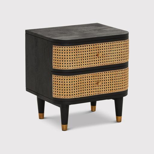 Dark rattan bedside top table