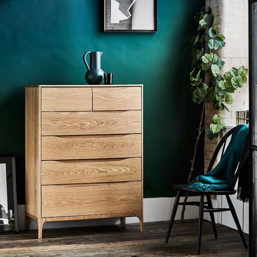 Ercol rimini 6 drawer hotsell tall wide chest