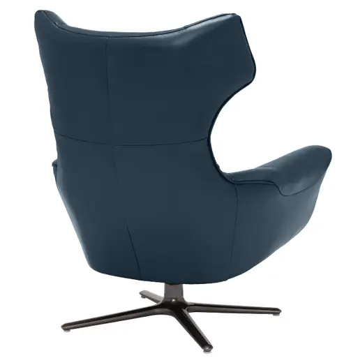 Navy leather swivel shop chair