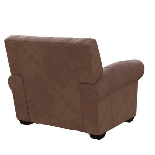 Brown chair and a top half with ottoman