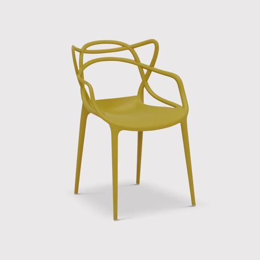Kartell Masters Mustard Yellow Open Back Sculpted Dining Chair