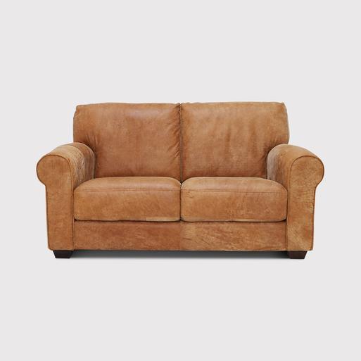 Tan leather shop 2 seater sofa