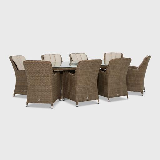 Taransay Natural Rattan Oval Garden Dining Set with Ice Bucket