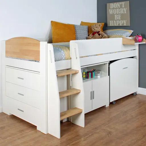 Childrens mid sleeper outlet beds with storage