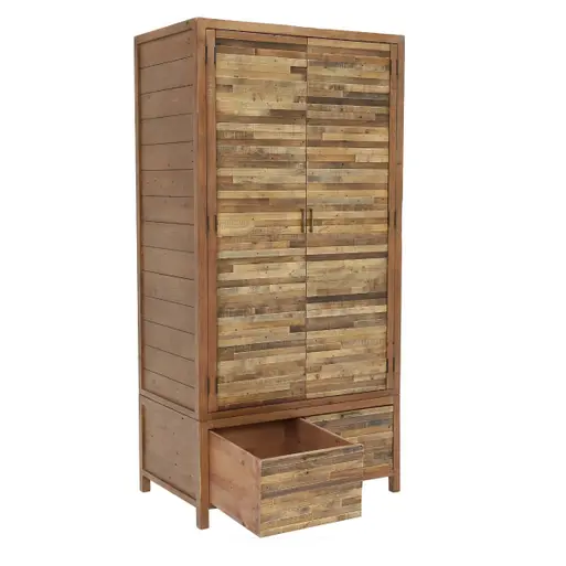 Charlie 102cm Reclaimed Wood 2 Door 2 Drawer Wardrobe Barker