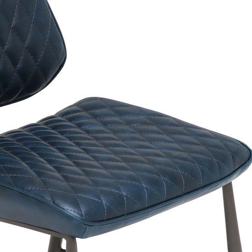 Blue faux sales leather dining chairs