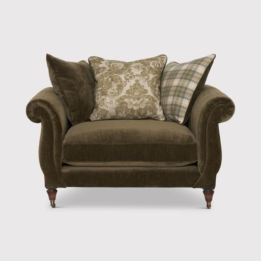 Atherton Velvet Pillow Back Snuggle Chair Blanik Moss Green