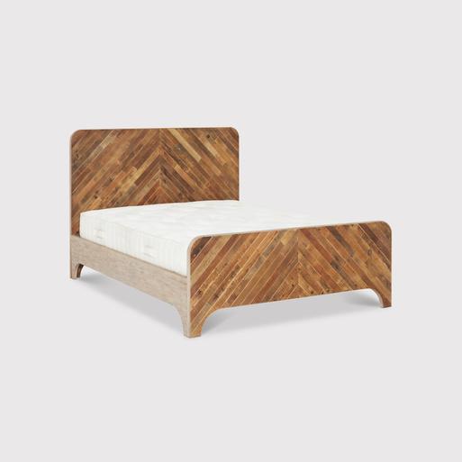 Della Rustic Wood Herringbone King Bed Frame Barker