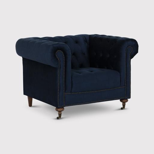 Duchamp Navy Velvet Chesterfield Club Chair Barker